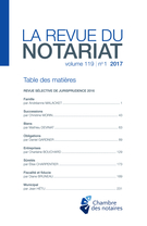 Cover of REVUE SÉLECTIVE DE JURISPRUDENCE 2016, Volume 119, Number 1, 2017, pp. 1-268, Revue du notariat