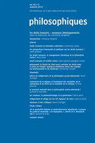Cover of Dossier. Les droits humains – nouveaux développements, Volume 42, Number 2, Fall 2015, pp. 227-451, Philosophiques
