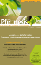 Cover for issue 'Les sciences de la formation. Évolutions disciplinaires et perspectives situées' of the journal 'Phronesis'