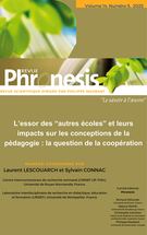 Cover for issue 'L’essor des « autres » écoles et leurs impacts sur les conceptions de la pédagogie : la question de la coopération' of the journal 'Phronesis'
