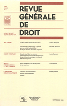 Cover of Volume 26, Number 3, September 1995, pp. 369-521, Revue générale de droit