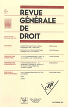 Cover of Volume 28, Number 3, September 1997, pp. 337-418, Revue générale de droit