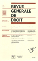 Cover of Volume 29, Number 3, June 1998, pp. 275-368, Revue générale de droit