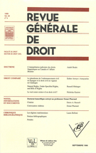 Cover of Volume 29, Number 4, September 1998, pp. 379-504, Revue générale de droit