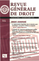 Cover of Volume 30, Number 3, 1999–2000, pp. 329-543, Revue générale de droit