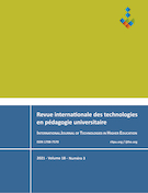 Cover for issue 'Volume 18, Number 3, 2021' of the journal 'Revue internationale des technologies en pédagogie universitaire / International Journal of Technologies in Higher Education'