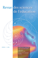 Cover of Volume 38, Number 1, 2012, pp. 7-235, Revue des sciences de l’éducation