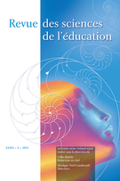 Cover of Volume 39, Number 3, 2013, pp. 449-612, Revue des sciences de l’éducation