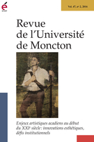 Cover of Enjeux artistiques acadiens au début du XXI<sup>e</sup> siècle : innovations esthétiques, défis institutionnels, Volume 47, Number 2, 2016, pp. 1-217, Revue de l’Université de Moncton