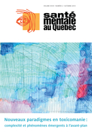 Cover of Nouveaux paradigmes en toxicomanie : complexité et phénomènes émergents à l’avant-plan, Volume 39, Number 2, Fall 2014, pp. 7-282, Santé mentale au Québec