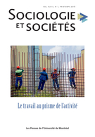 Cover of Le travail au prisme de l’activité, Volume 48, Number 1, Spring 2016, pp. 5-219, Sociologie et sociétés