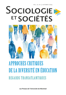 Cover for issue 'Approches critiques de la diversité en éducation : regards transatlantiques' of the journal 'Sociologie et sociétés'