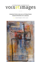 Cover for issue 'Perspectives sur les littératures francophones du Canada' of the journal 'Voix et Images'