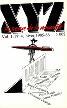 Cover of Volume 1, Number 4, Winter 1985, pp. 2-77, XYZ. La revue de la nouvelle