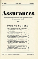 Couverture de Volume 4, numéro 1, 1936, p. 1-48, Assurances