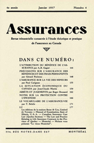 Couverture de Volume 4, numéro 4, 1937, p. 141-184, Assurances