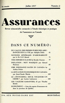 Couverture de Volume 5, numéro 2, 1937, p. 1-120, Assurances