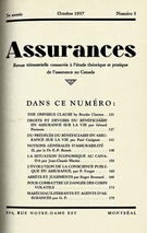 Couverture de Volume 5, numéro 3, 1937, p. 121-180, Assurances
