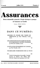 Couverture de Volume 7, numéro 2, 1939, p. 1-104, Assurances