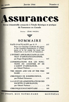Couverture de Volume 11, numéro 4, 1944, p. 137-189, Assurances