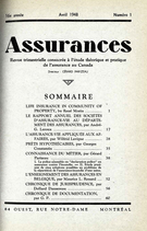 Couverture de Volume 16, numéro 1, 1948, p. 1-67, Assurances