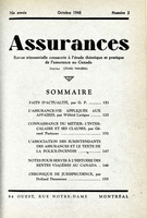 Couverture de Volume 16, numéro 3, 1948, p. 121-159, Assurances