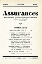 Couverture de Volume 16, numéro 4, 1949, p. 161-216, Assurances