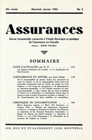 Couverture de Volume 22, numéro 4, 1955, p. 113-147, Assurances