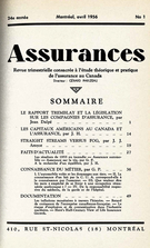Couverture de Volume 24, numéro 1, 1956, p. 1-50, Assurances