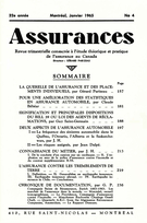 Couverture de Volume 32, numéro 4, 1965, p. 157-241, Assurances