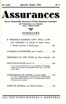 Couverture de Volume 38, numéro 3, 1970, p. 169-255, Assurances