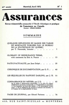Couverture de Volume 41, numéro 1, 1973, p. 1-102, Assurances
