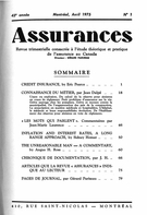 Couverture de Volume 43, numéro 1, 1975, p. 1-98, Assurances