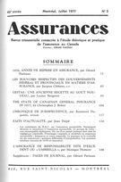 Couverture de Volume 45, numéro 2, 1977, p. 13-150, Assurances