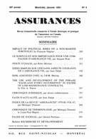 Couverture de Volume 48, numéro 4, 1981, p. 62-399, Assurances