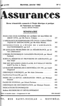 Couverture de Volume 49, numéro 4, 1982, p. 131-450, Assurances