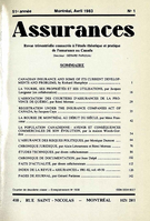 Couverture de Volume 51, numéro 1, 1983, p. 1-153, Assurances