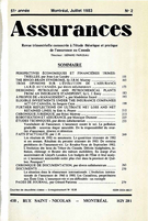 Couverture de Volume 51, numéro 2, 1983, p. 155-293, Assurances