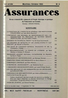 Couverture de Volume 51, numéro 3, 1983, p. 295-436, Assurances
