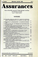 Couverture de Volume 51, numéro 4, 1984, p. 437-578, Assurances