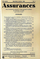 Couverture de Volume 55, numéro 4, 1988, p. 469-618, Assurances