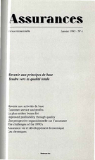 Couverture de Volume 60, numéro 4, 1993, p. 557-736, Assurances