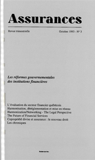 Couverture de Volume 61, numéro 3, 1993, p. 361-540, Assurances