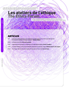 Couverture de Volume 8, numéro 1, été 2013, p. 1-123, Les ateliers de l'éthique / The Ethics Forum