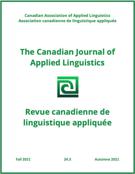 Couverture du numéro 'Volume 24, numéro 3, automne 2021' de la revue 'Canadian Journal of Applied Linguistics / Revue canadienne de linguistique appliquée'