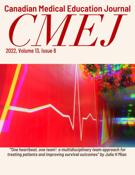 Couverture du numéro 'Volume 13, numéro 6, 2022' de la revue 'Canadian Medical Education Journal / Revue canadienne de l'éducation médicale'