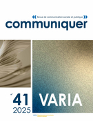 Couverture du numéro 'Varia' de la revue 'Communiquer'