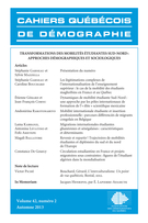 Couverture de Transformations des mobilités étudiantes sud-nord : approches démographiques et sociologiques, Volume 42, numéro 2, automne 2013, p. 183-401, Cahiers québécois de démographie