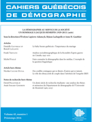 Couverture de La démographie au service de la société, Volume 45, numéro 1, printemps 2016, p. 1-116, Cahiers québécois de démographie