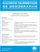 Couverture de Démographie et main-d’oeuvre, Volume 45, numéro 2, automne 2016, p. 117-293, Cahiers québécois de démographie